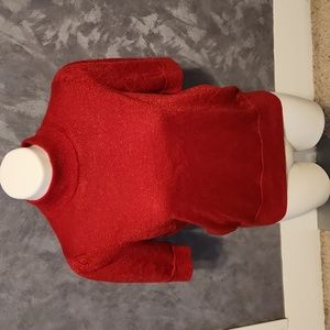 Michael Michael Kors Red Sparkle Short Sleeve Sweater Sz MD